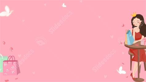 Pink Bag Shopping Queens Day Cartoon Powerpoint Background For Free Download - Slidesdocs