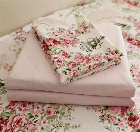 FADFAY Rose Floral 4 Piece Bed Sheet Set 100% Cotton Deep Pocket-Twin ...