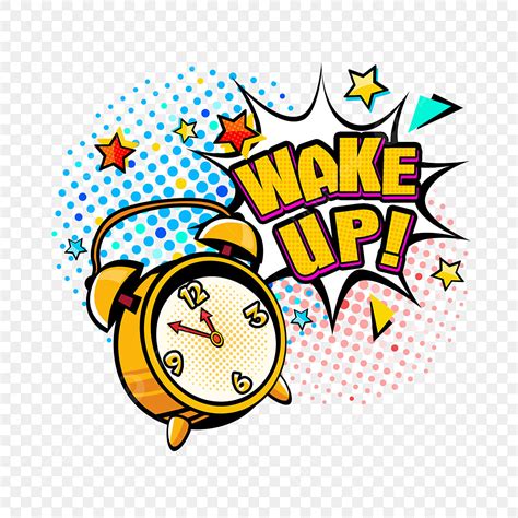 Waking Up Early Clipart Vector, Hand Drawn Pop Style Yellow Alarm Clock Wake Up Alarm Wake Up ...