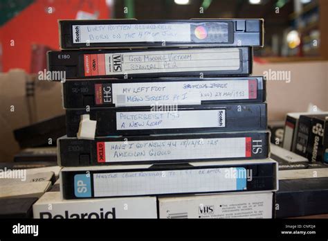 VHS video cassettes on sale at a flea market Stock Photo - Alamy