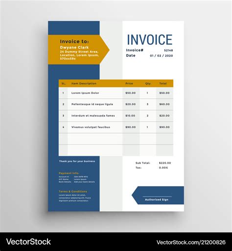 Professional business invoice template design Vector Image