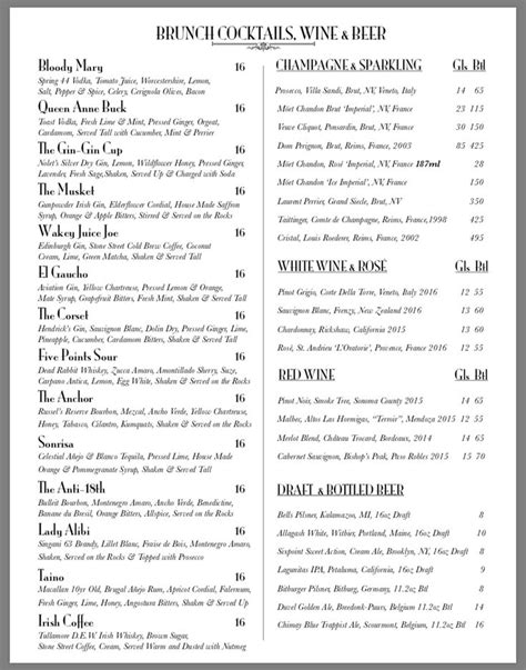 Bathtub Gin bar menu | Wine and beer, Menu restaurant, Gin bar