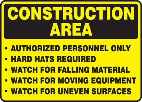 OSHA Construction Safety Sign, Auth Only, Hard Hats Required, and Watch ...