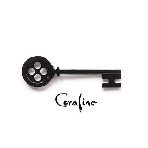 Coraline KEY To The Other World Skeleton Key Props Neil Gaiman Matte Black Treasure Chest # ...