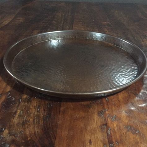 Brown Patina hammered round Copper Tray 13 diameter