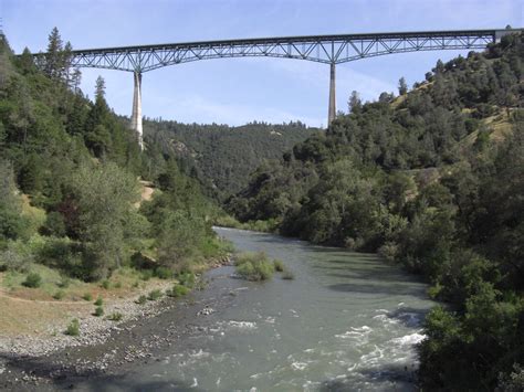 Foresthill Bridge over the Confluence area of the North and Middle Fork of the American River ...