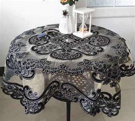Luxury Black Lace Embroidered Square Glitter Table Cloth | The Shabby Chic Shop in 2020 | Coffee ...