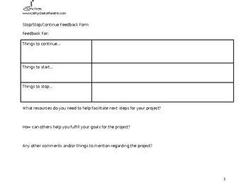 Start/Stop/Continue Worksheet by Drama Classroom Resources | TpT