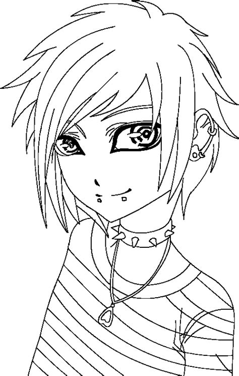 Emo Boy Coloring Pages 2 By Courtney - Emo Girl Coloring Pages (650x828), Png Download