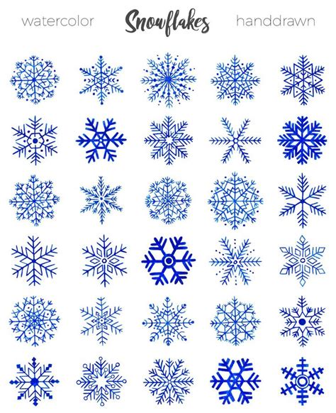 Snowflakes Watercolor Set | Snowflakes drawing, Snowflakes, How to draw ...