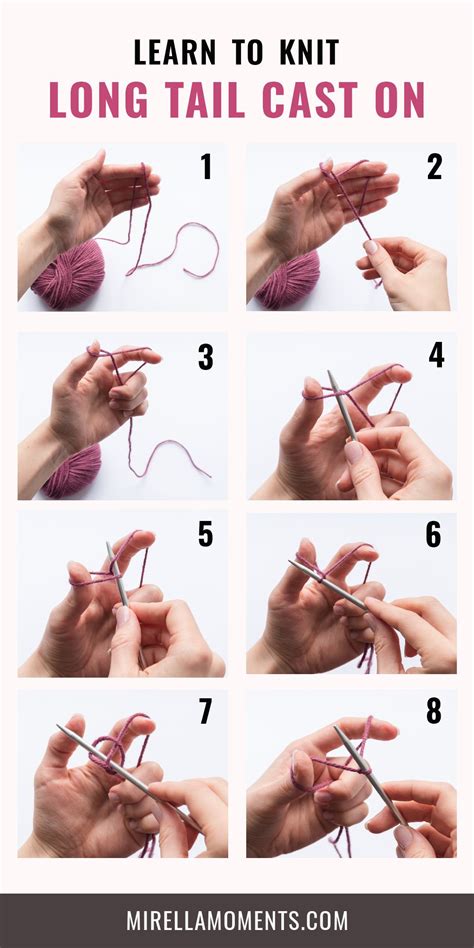 long tail cast on method | Cast on knitting, Beginner knitting patterns, Diy knitting for beginners