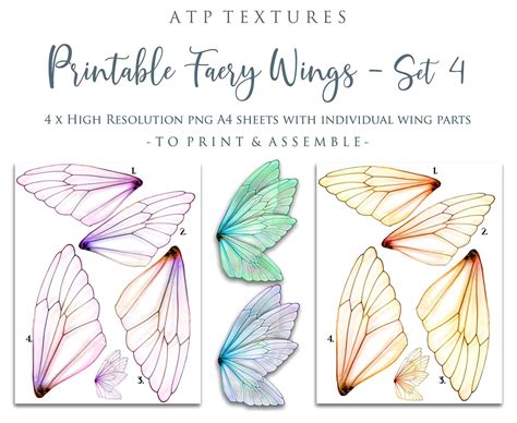 PRINTABLE FAIRY WINGS Set 4 Transparent Overlays Fairy | Etsy