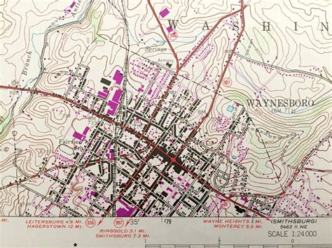 Antique Waynesboro Pennsylvania 1944 US Geological Survey | Etsy