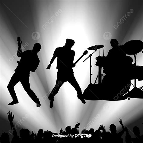 Performance Silhouette PNG Images, Rock Band Live Performances Vector ...