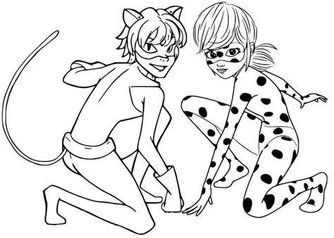 ladybug and cat noir coloring page | Cartoon coloring pages, Ladybug coloring page, Coloring pages