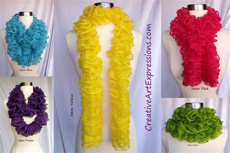 Creative Art Expressions Hand Knitted Neon Ruffle Scarves | Creative ...