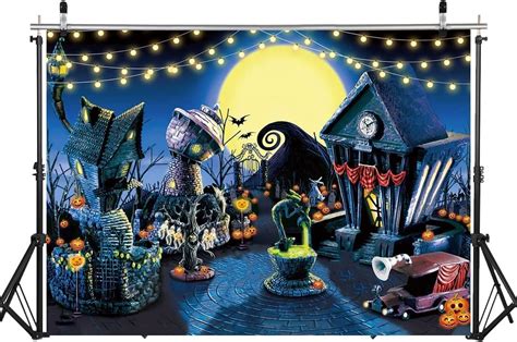 Amazon.com : WOLADA 7x5FT Halloween Backdrop Nightmare Before Christmas ...