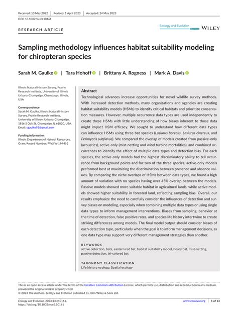 (PDF) Sampling methodology influences habitat suitability modeling for ...