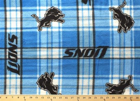 Fleece Detroit Lions NFL Football Plaid Fleece Fabric Print by the yard