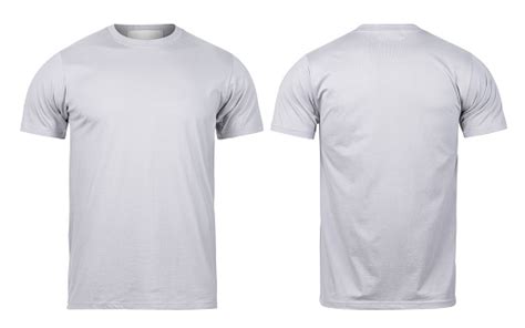 Grey Tshirt Front And Back View Mockup Isolated On White Background With Clipping Path Stock ...