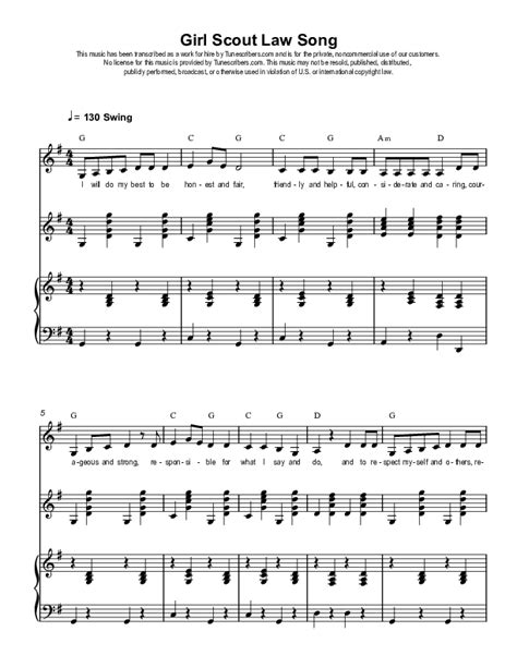 Tunescribers | Girl Scout Law Song | Sheet Music