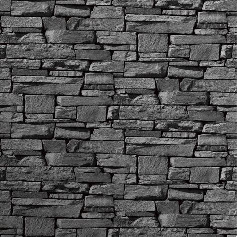 Grandeco Dax Dry Stone Wall Slate Brick Effect Vinyl Wallpaper Roll 827088 - Grey | I Want Wallpaper