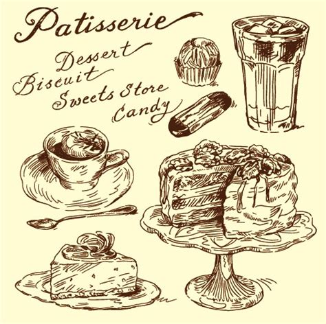 Hand drawn vintage food Illustrations vector 04 free download