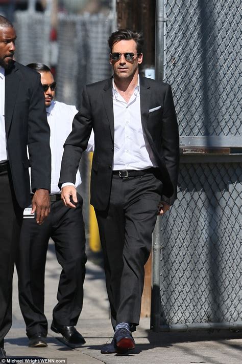 Mad Men's Jon Hamm in a black two-piece suit for Jimmy Kimmel Live ...