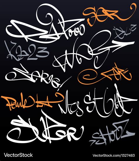 Graffiti tags urban signature Royalty Free Vector Image