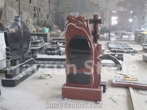 Red Color Rose Monuments/Headstones/Tombstones from China - StoneContact.com