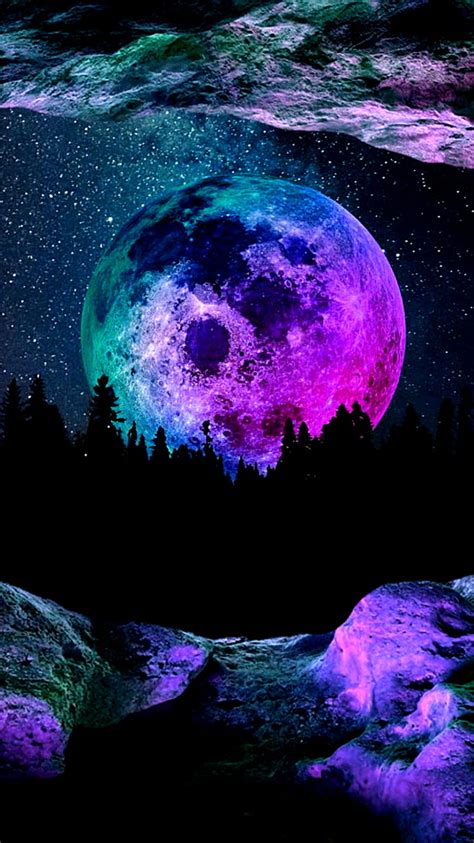 Abstract Rainbow Moon Wallpaper