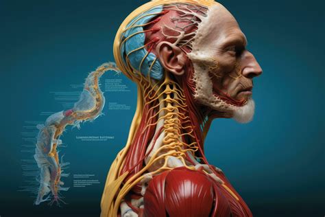 AI generated Conceptual Anatomy human body with blood vessels on blue ...