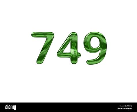 Green Number 749 isolated white background Stock Photo - Alamy