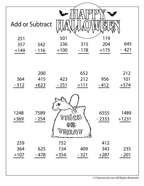 4th Grade Halloween Worksheets