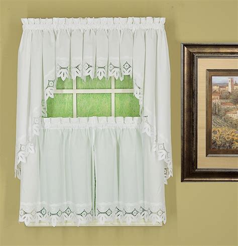 White Battenburg Lace Kitchen Curtains - Design Furniture