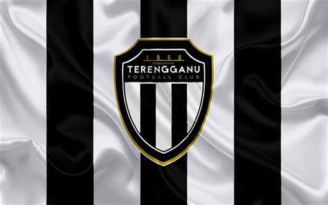 Download wallpapers Terengganu FC, 4k, logo, silk texture, Malaysian football club, white black ...