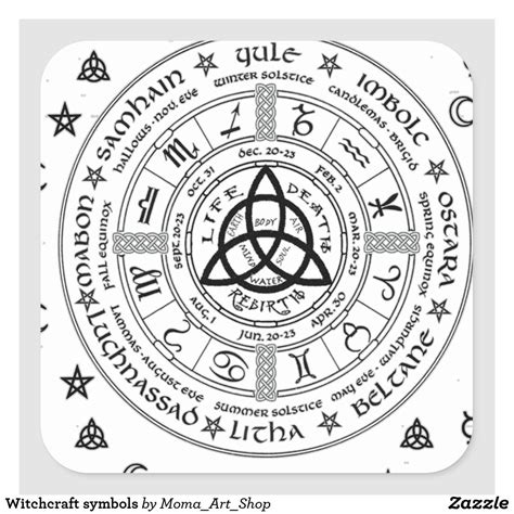 Witchcraft symbols square sticker | Zazzle.com | Witchcraft symbols ...