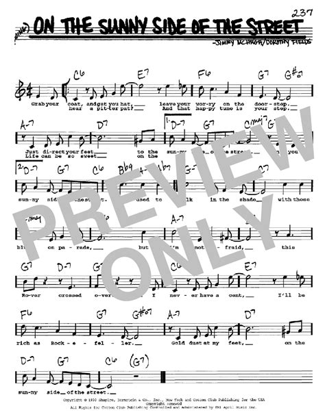 On The Sunny Side Of The Street | Sheet Music Direct