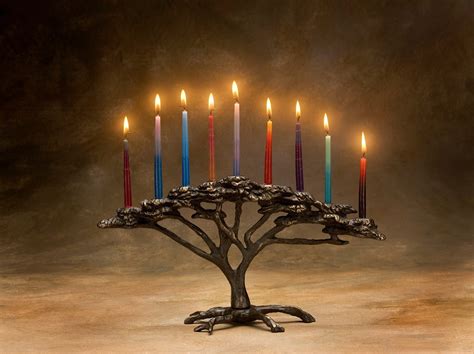 Tree of Life Menorah Cast Bronze 9 Candle for Hanukkah or