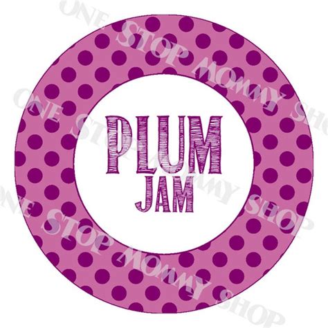 Printable Plum Jam canning lid labels