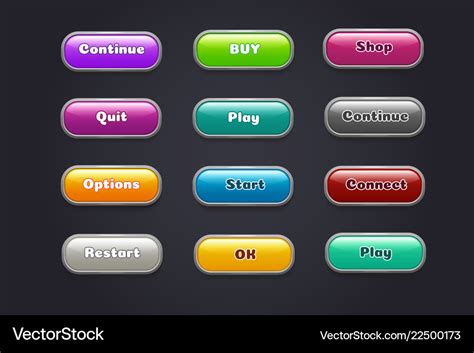 Cartoon buttons colorful video game ui elements Vector Image