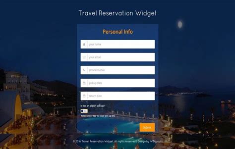 Travel Reservation Widget Responsive Widget Template