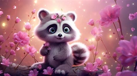 Premium Photo | Baby raccoon in a enchanted forest