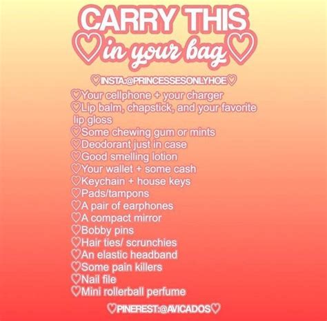 to carry in your purse / bag | Life hacks for school, School hacks, High school hacks