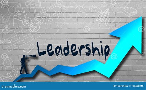 Leadership Word on the Wall with Blue Arrow Stock Illustration ...