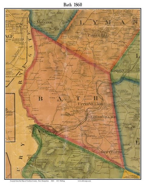 Bath, New Hampshire 1860 Old Town Map Custom Print - Grafton Co. - OLD MAPS