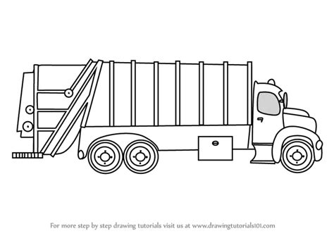 Learn How to Draw Garbage Dumper Truck (Trucks) Step by Step : Drawing Tutorials