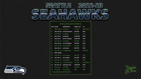 2022-2023 Seattle Seahawks Wallpaper Schedule