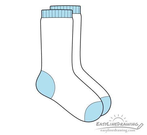 How to Draw a Pair of Socks Step by Step - EasyLineDrawing