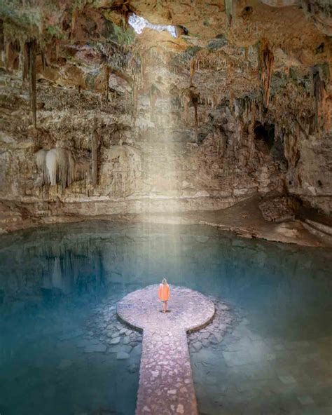 Cenote Suytun - Sunbeams beams of light in the cenote-2 - GETTING STAMPED